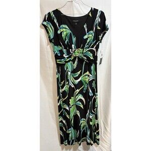 Perceptions New York Woman Sz 12 Multicolor  Floral Stretch A Line Dress NWT